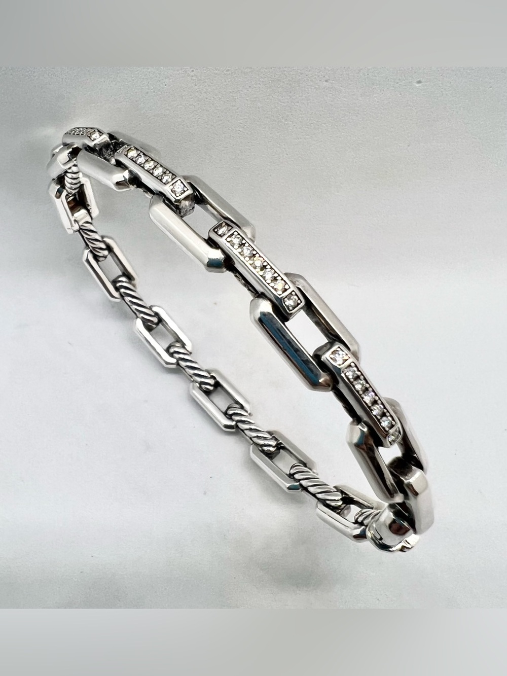 David Yurman Stax Link Bracelet with Pavé Diamonds - Picture 3 of 14